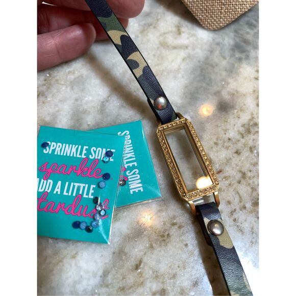 Locket with Crystals Camouflage Leather Wrap Bracelet #memories - Picture 5 of 5